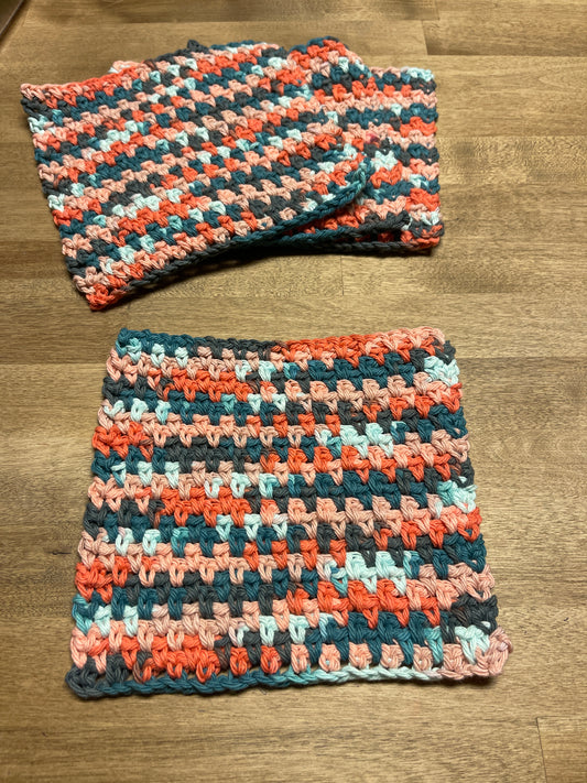 Four Dishcloths- Coral Seas Ombré