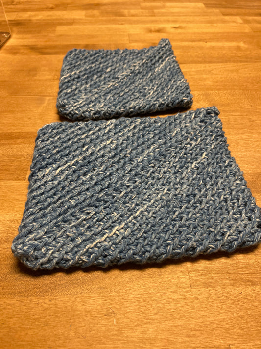Set of Two Potholders- Denim Blue